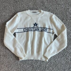 Sold Dior White and Blue Crewneck Sweater